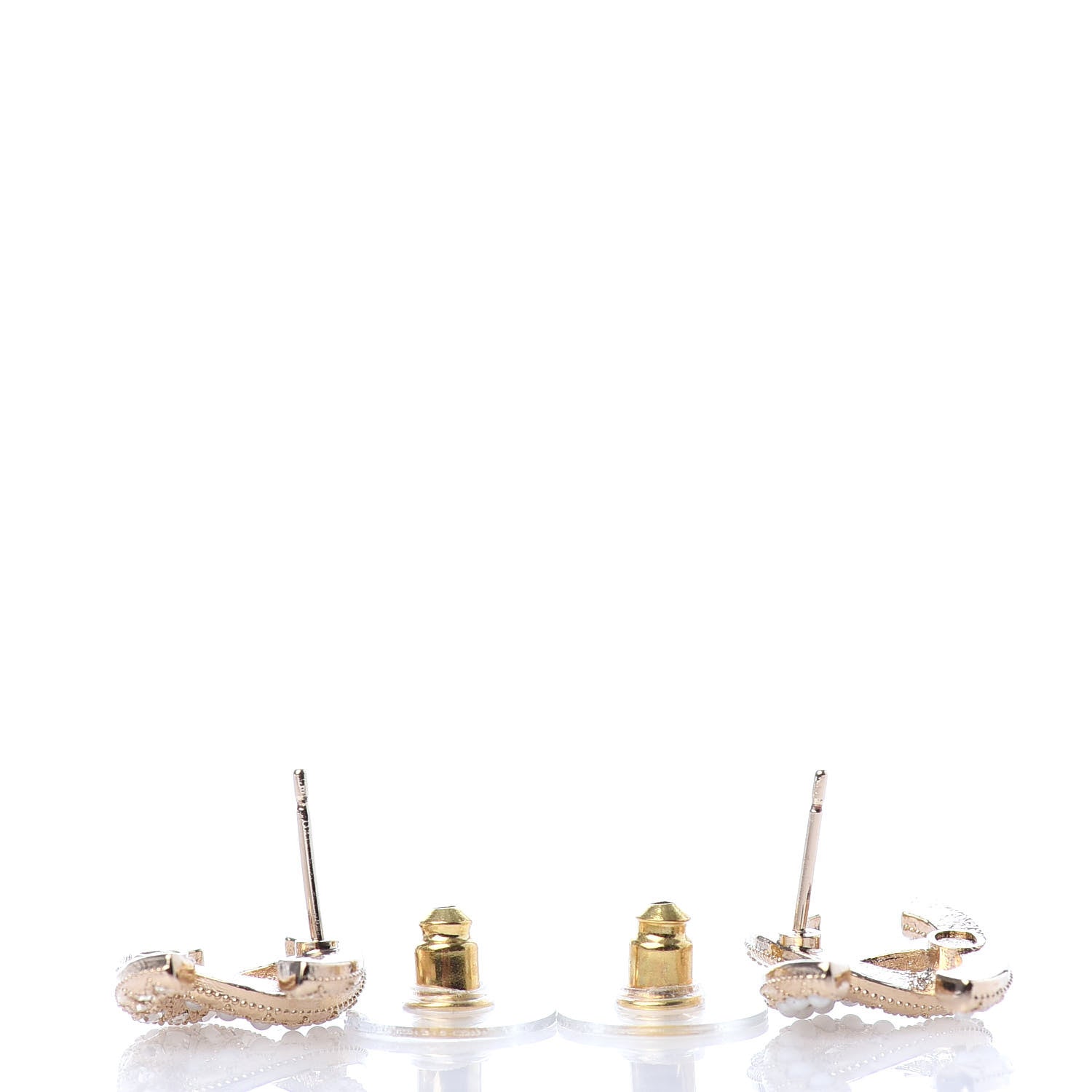 Chanel Crystal Pearl CC Earrings Gold 3 of 4