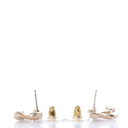 Chanel Crystal Pearl CC Earrings Gold 3 of 4