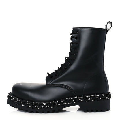 Balenciaga Calfskin Woven Detail Mens Combat Boots 44 Black 2 of 16