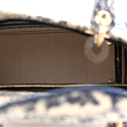 Christian Dior Toile de Jouy Embroidered Medium Lady D-Lite Blue 4 of 14