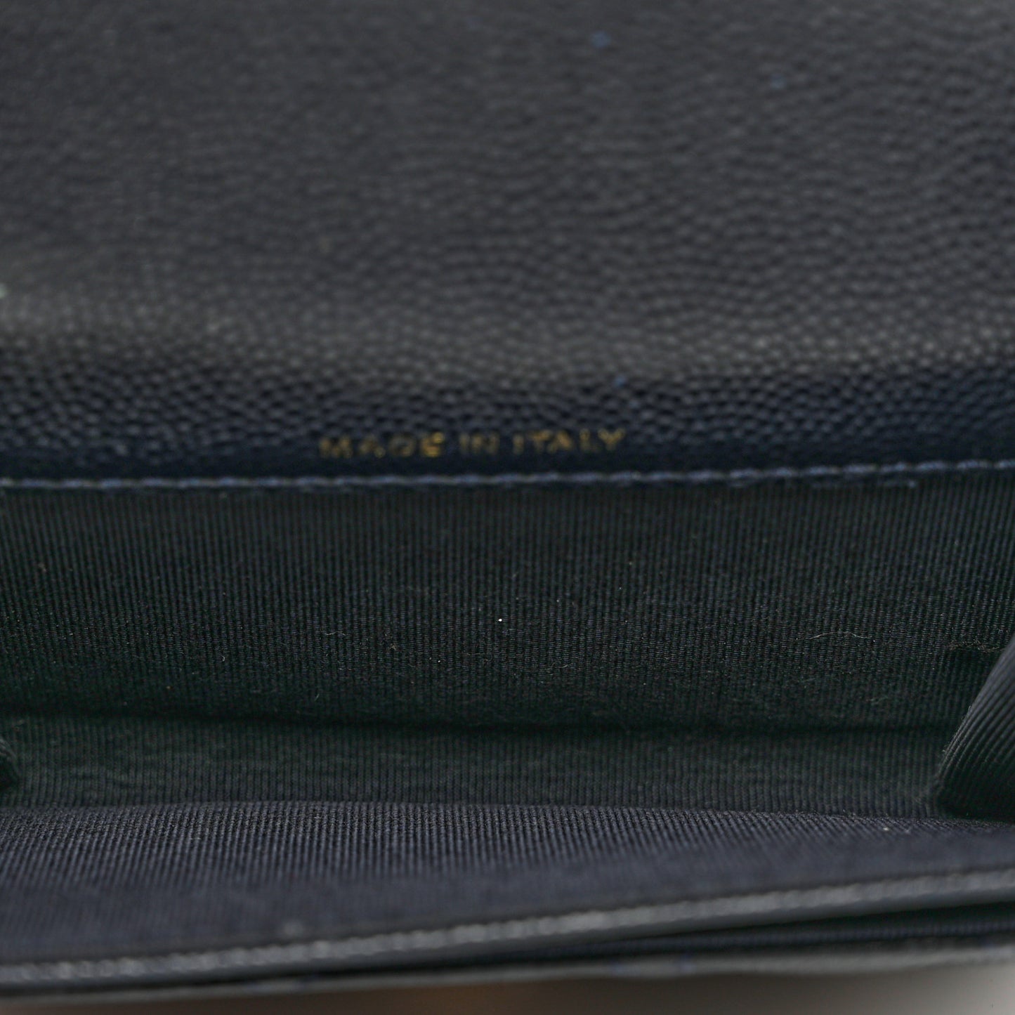 Caviar Quilted Flap Card Holder Wallet Navy Blue