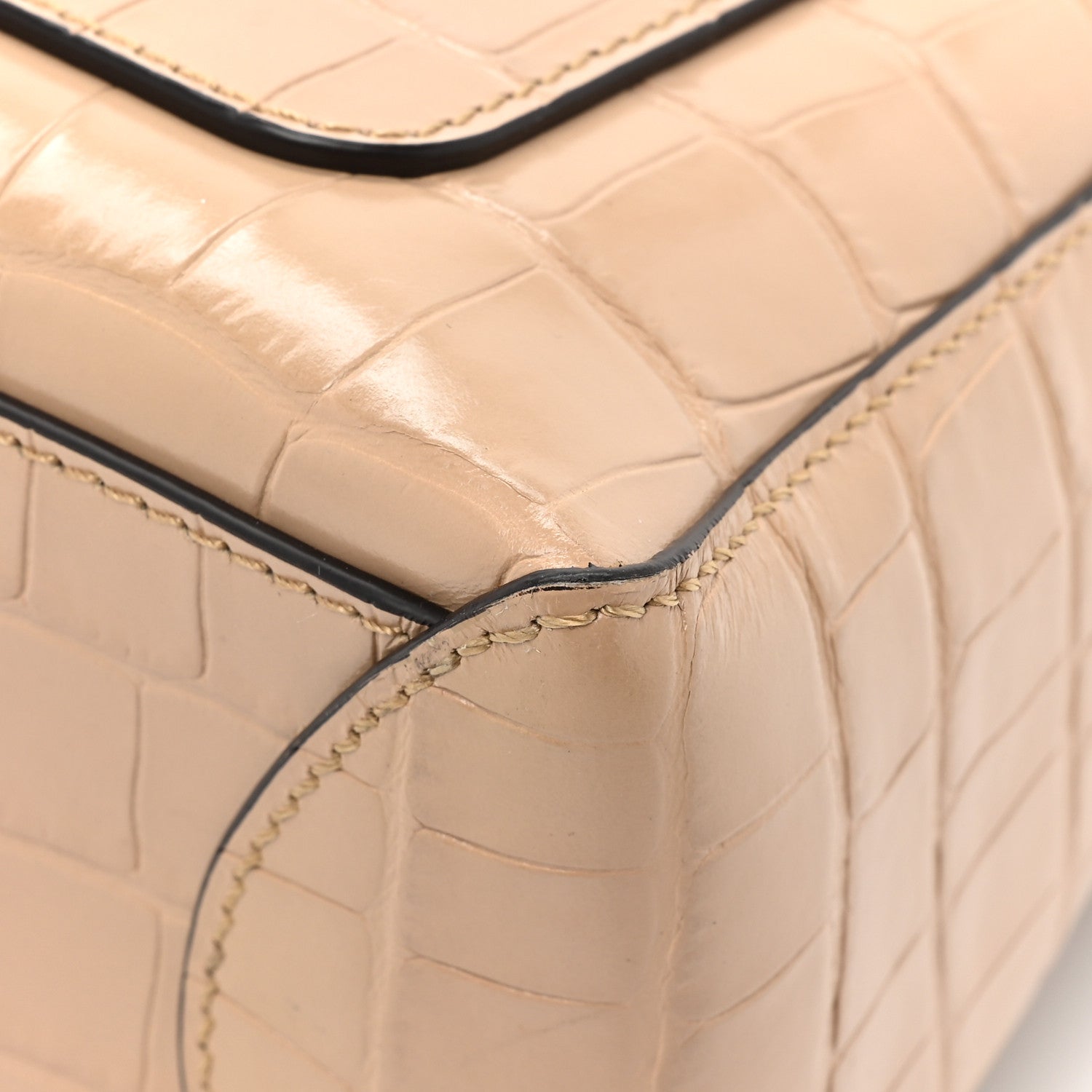 Chloe Calfskin Crocodile Embossed Small Faye Day Shoulder Bag Beige 12 of 12