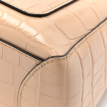 Chloe Calfskin Crocodile Embossed Small Faye Day Shoulder Bag Beige 12 of 12