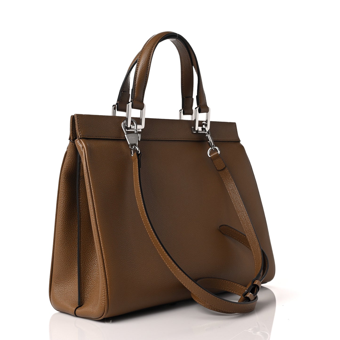 Grainy Calfskin Medium Zumi Top Handle Bag Friky Taupe