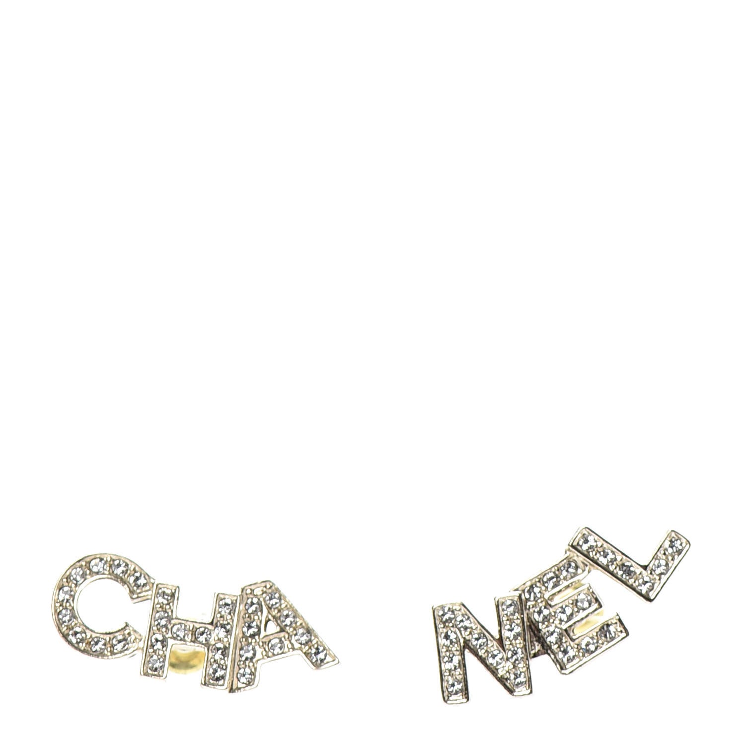 Chanel Crystal Pearl Signature Stud Earrings Gold 1 of 4