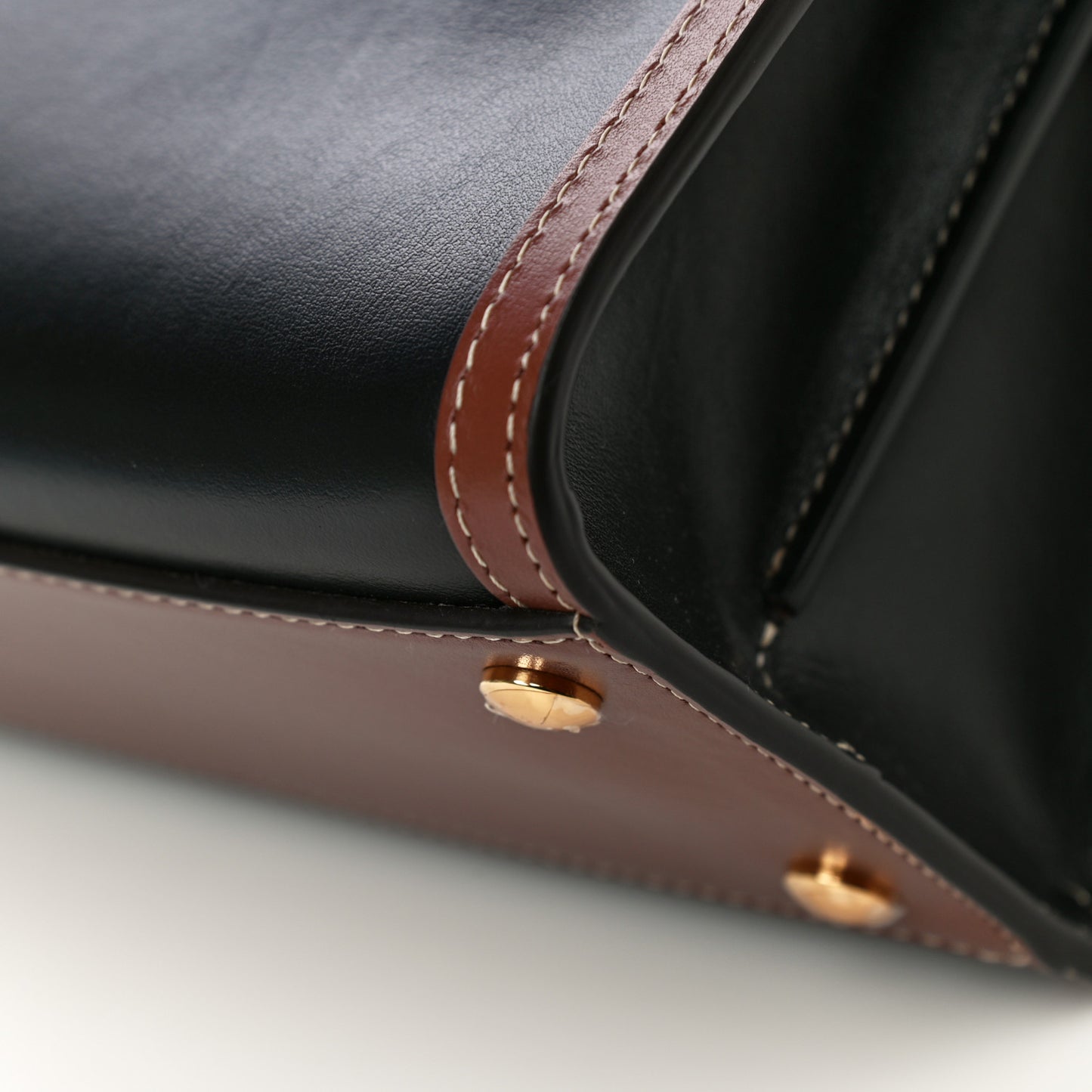 Calfskin Vintage Check Mini Two Handle Title Bag Black