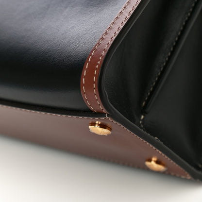 Burberry Calfskin Vintage Check Mini Two Handle Title Bag Black 10 of 11