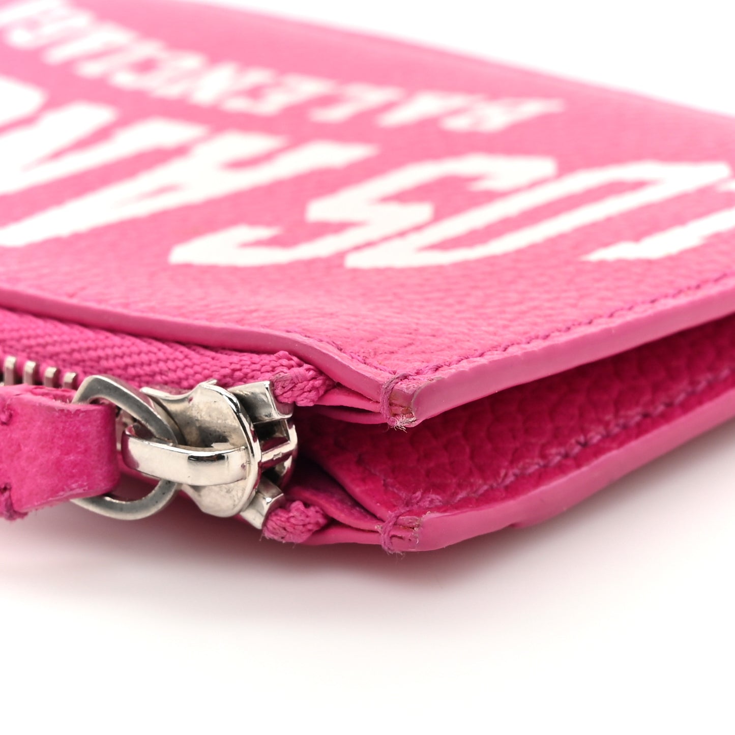 Grained Calfskin Large Cash Long Coin Card Holder Hot Pink