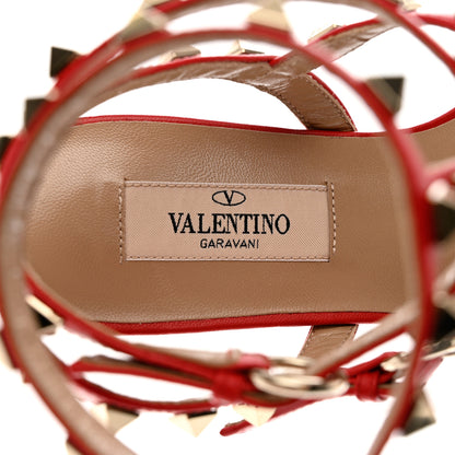 Valentino Garavani Calfskin Nappa Rockstud Ankle Wrap Flat Thong Sandals 35 Rouge Pur 7 of 12
