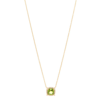 David Yurman 18K Yellow Gold Diamond 7mm Peridot Petite Chatelaine Pave Bezel Pendant Necklace 1 of 4