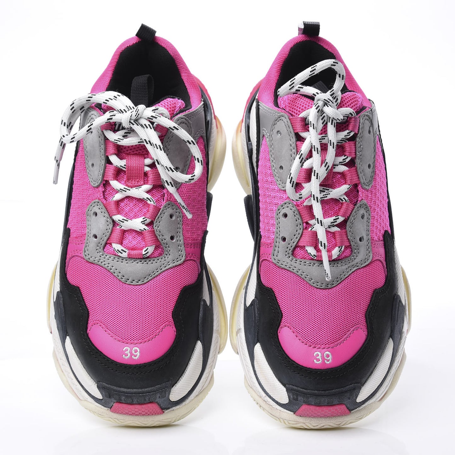 Fabric Mesh Womens Triple S Sneakers 39 Fluo Pink Grey White