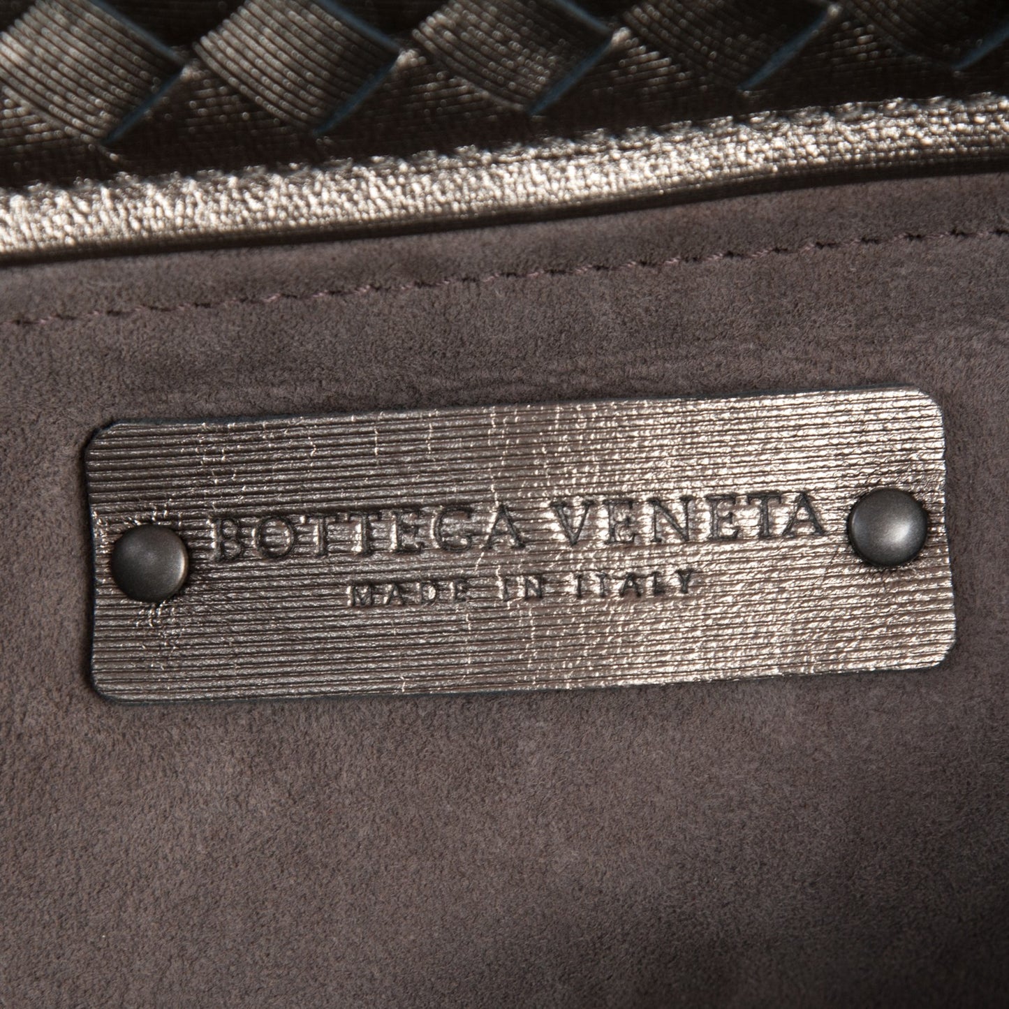 Metallic Grosgrain Intrecciato Medium A Shape Seamless Tote Pewter