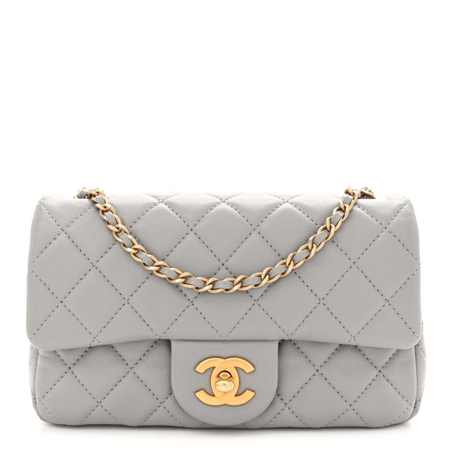 Chanel Lambskin Quilted Mini Rectangular Pearl Crush Flap Grey 1 of 13