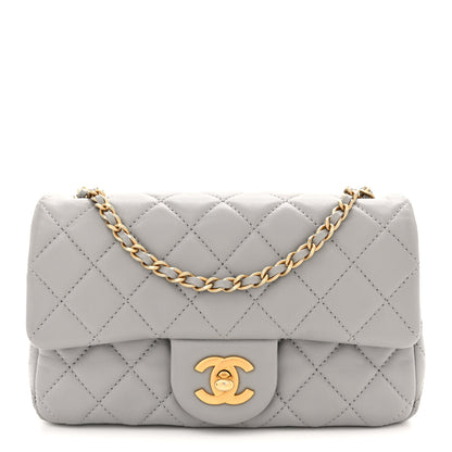 Chanel Lambskin Quilted Mini Rectangular Pearl Crush Flap Grey 1 of 13