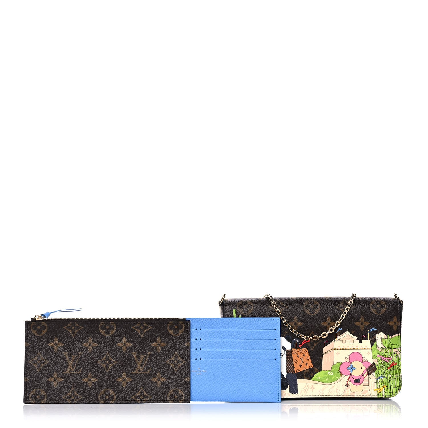 Louis Vuitton Monogram 2021 Christmas Animation China Wall Pochette Felicie Chain Wallet Myosotis Blue 1 of 14