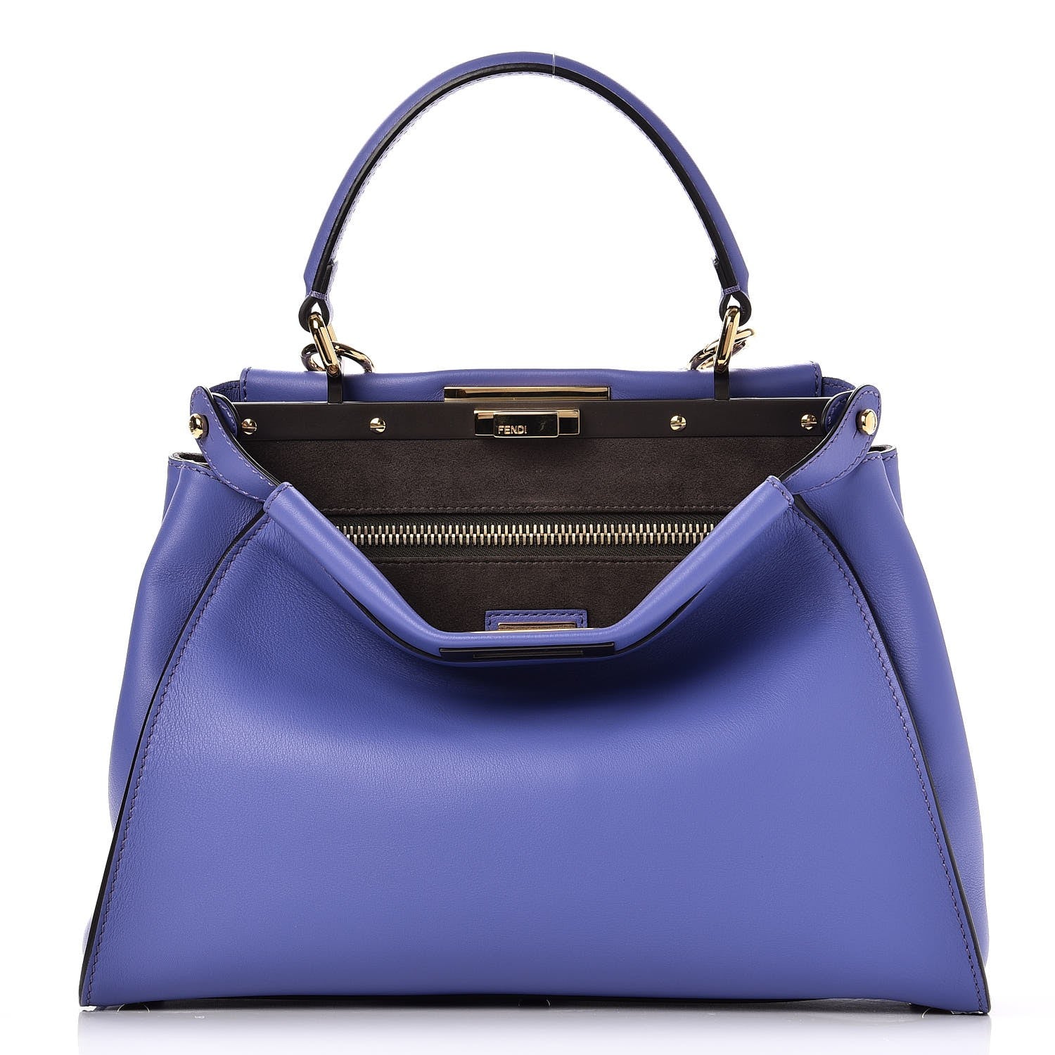 Fendi Vitello Seta Medium Peekaboo Iconic Satchel Viola Cassis 1 of 7