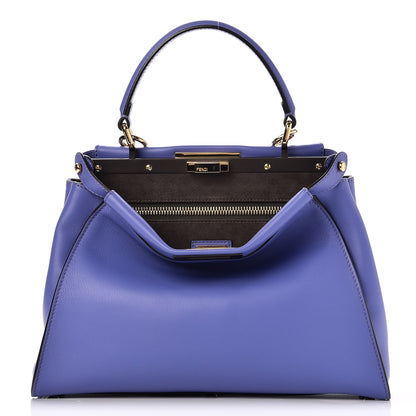 Fendi Vitello Seta Medium Peekaboo Iconic Satchel Viola Cassis 1 of 7