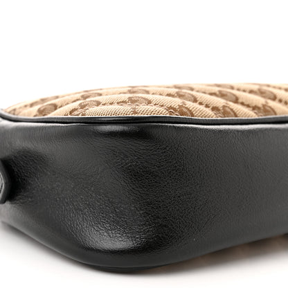 Gucci Monogram Matelasse Diagonal Small GG Marmont Chain Shoulder Bag Beige Black 9 of 10