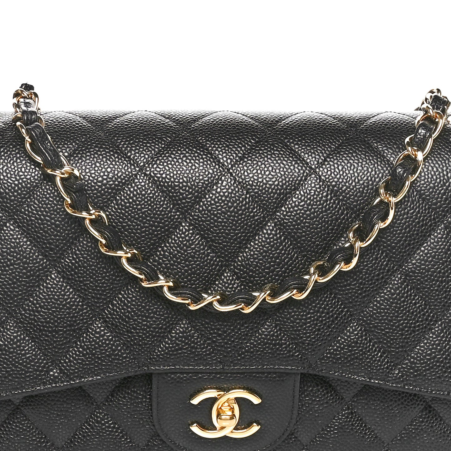 Caviar Quilted Jumbo Double Flap Black