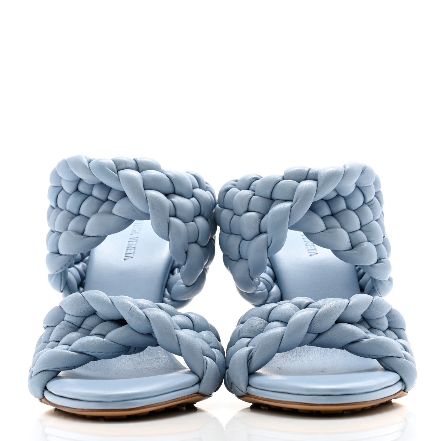 Bottega Veneta Nappa Twisted Padded Intrecciato Curve Slide Sandals 39 Ice 2 of 9
