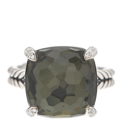 David Yurman Sterling Silver Diamond Green Orchid 14mm Chatelaine Ring 54 7 1 of 5