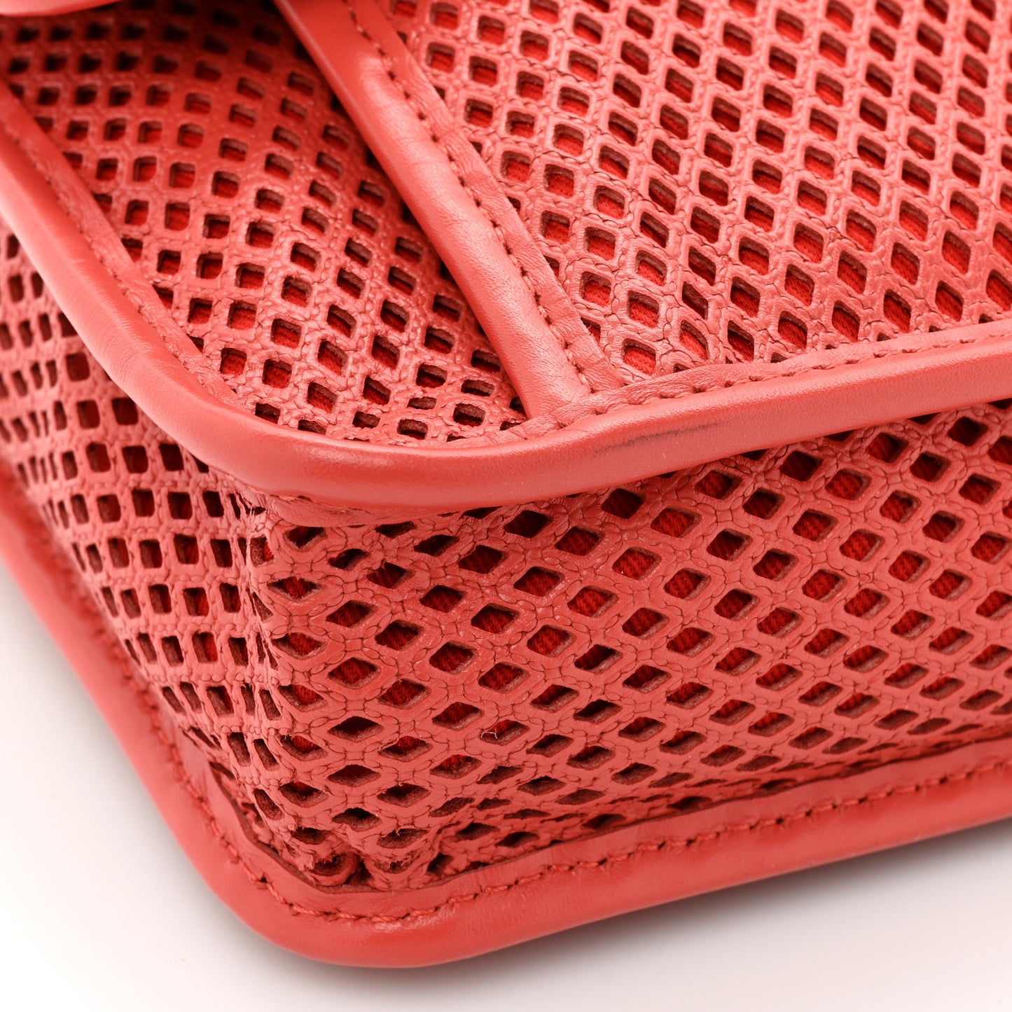 Perforated Calfskin Large Up In The Air Flap Red