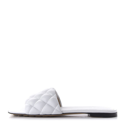 Bottega Veneta Nappa Matelasse Padded Flat Sandals 37.5 Optic White 1 of 8