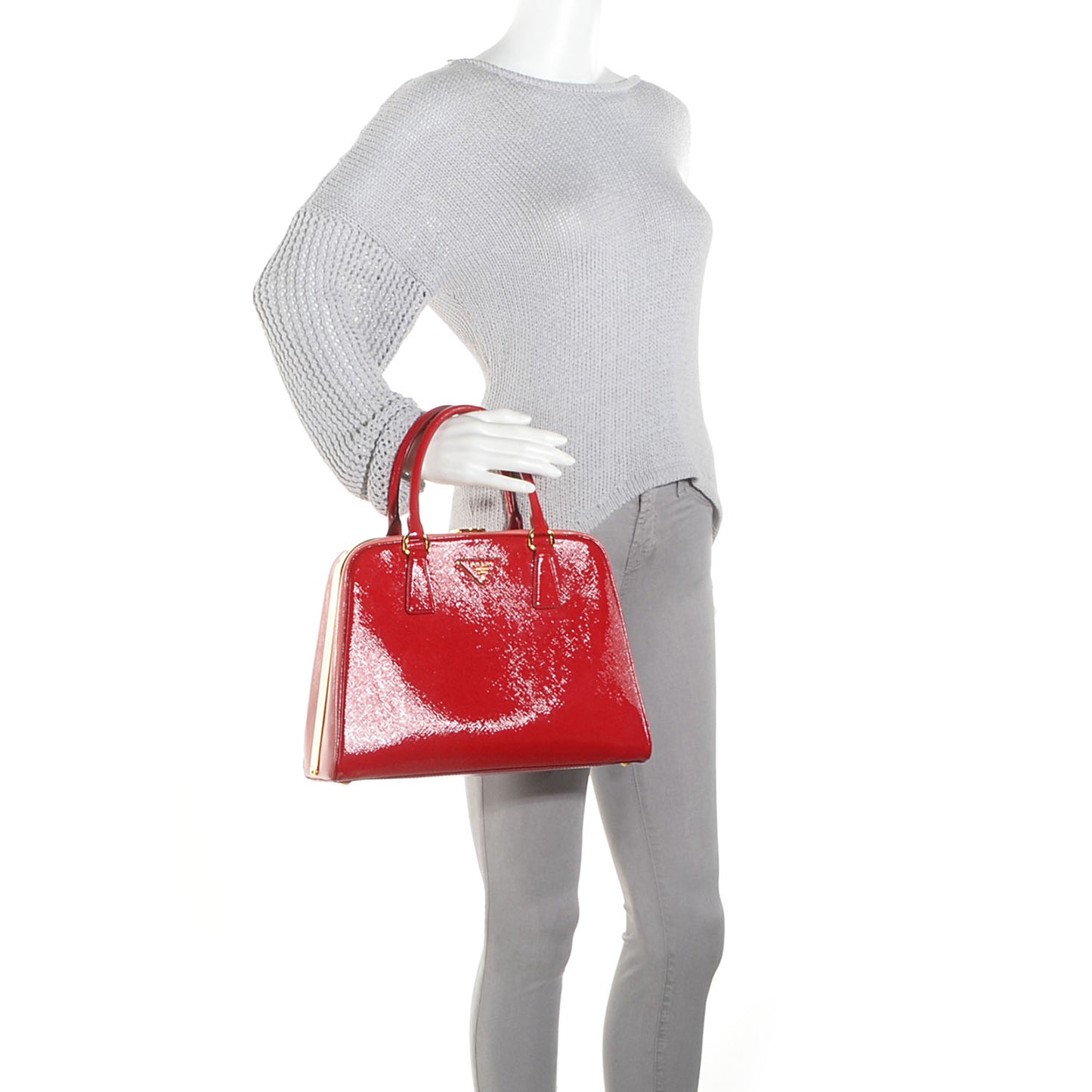 Saffiano Vernice Pyramid Bag Rosso