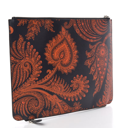 Givenchy Calfskin Paisley Print Medium Clutch Orange Black 3 of 8