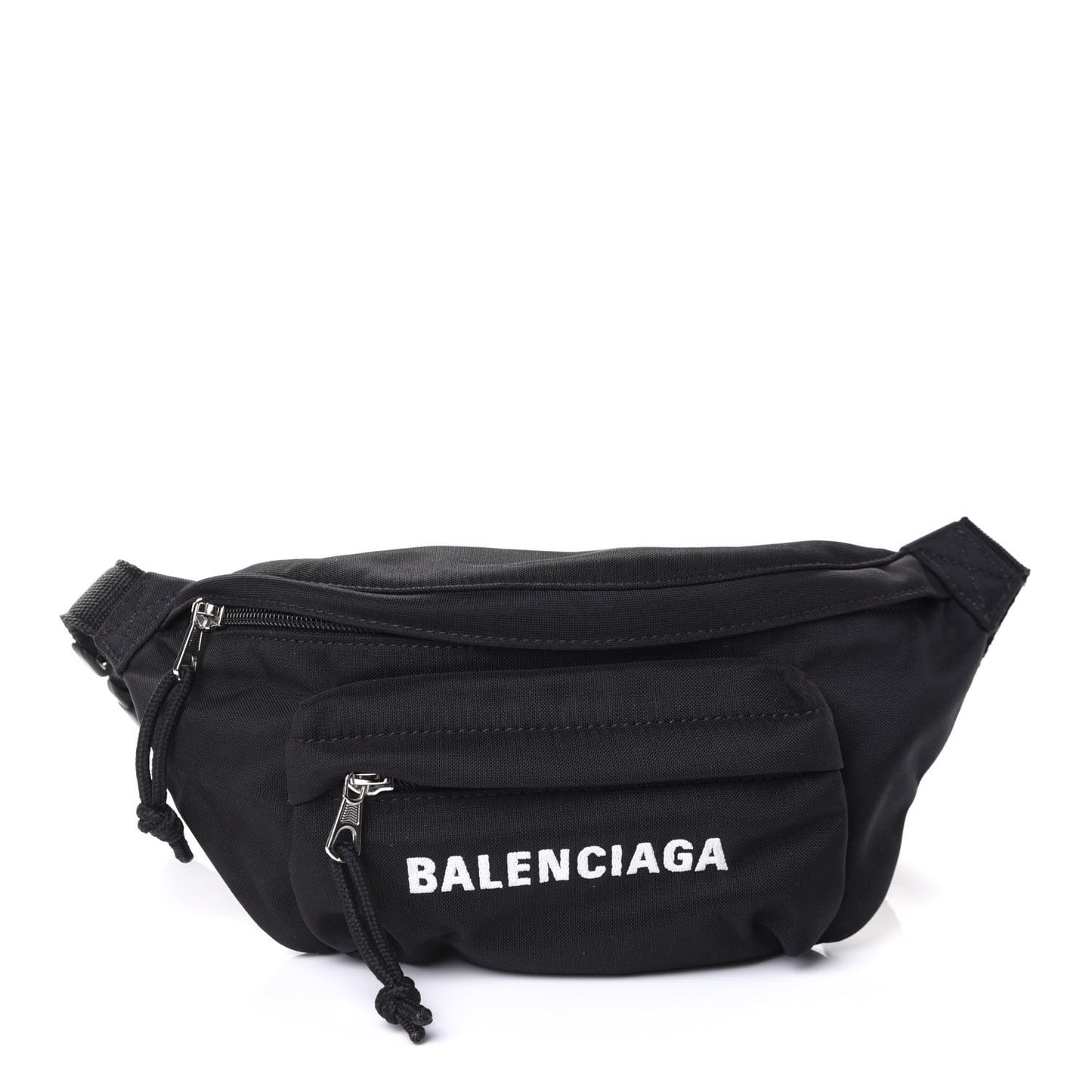 Sport Nylon Logo Embroidered Wheel Belt Bag Black White