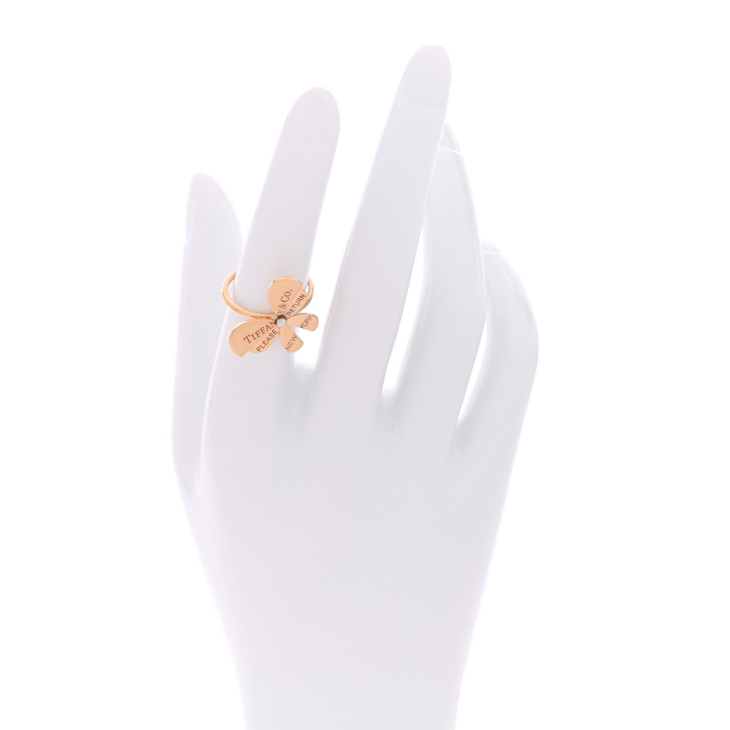 Tiffany 18K Rose Gold Sterling Silver Return to Tiffany Love Bugs Butterfly Ring 52 6 2 of 5