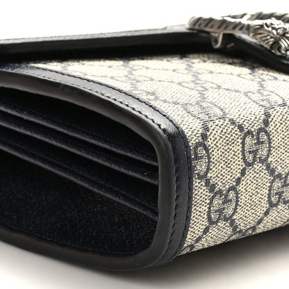Gucci GG Supreme Monogram Textured Dollar Calfskin Mini Dionysus Chain Wallet Beige Blue 9 of 10
