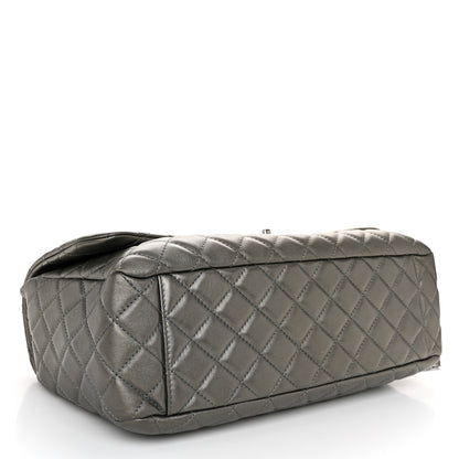 Chanel Metallic Calfskin Quilted Small XXL Travel Flap Bag Dark Silver 4 of 10