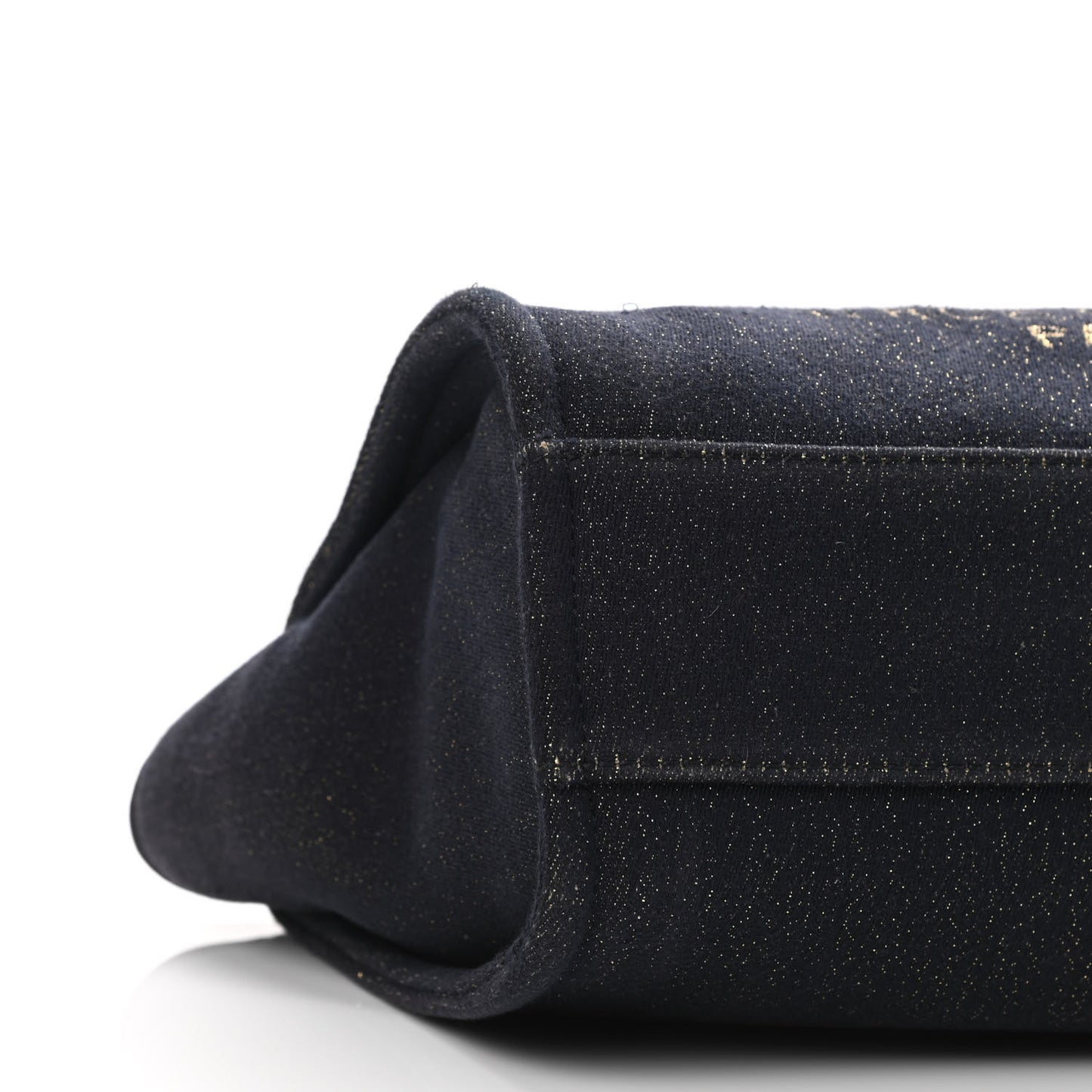 Lurex Canvas Small Deauville Tote Navy Blue Gold