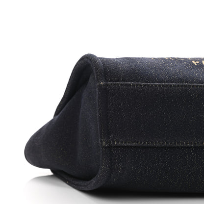 Chanel Lurex Canvas Small Deauville Tote Navy Blue Gold 9 of 10