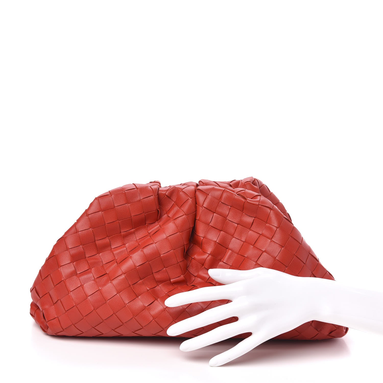 Bottega Veneta Nappa Maxi Intrecciato The Pouch Oversized Clutch Bright Red 2 of 6