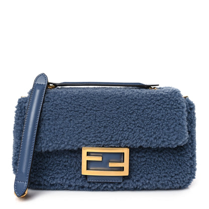 Fendi Shearling FF Midi Chain Baguette Mirto 1 of 11