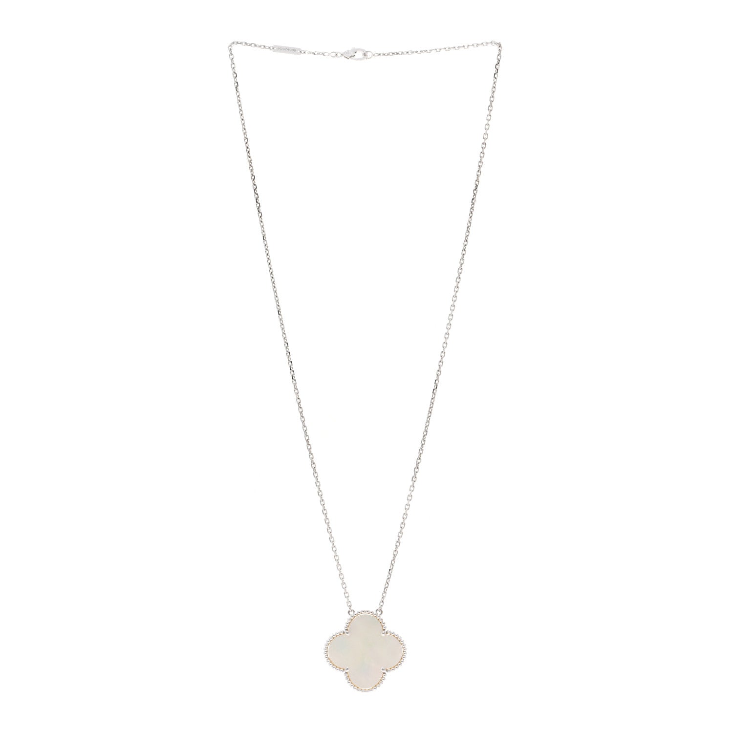 Van Cleef & Arpels 18K White Gold Mother of Pearl Magic Alhambra Pendant Necklace 3 of 5