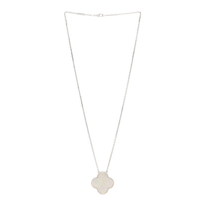 Van Cleef & Arpels 18K White Gold Mother of Pearl Magic Alhambra Pendant Necklace 3 of 5