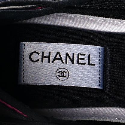 Chanel Velvet Calfskin Mixed Fibers CC Sneakers 39.5 Dark Pink Green 7 of 8