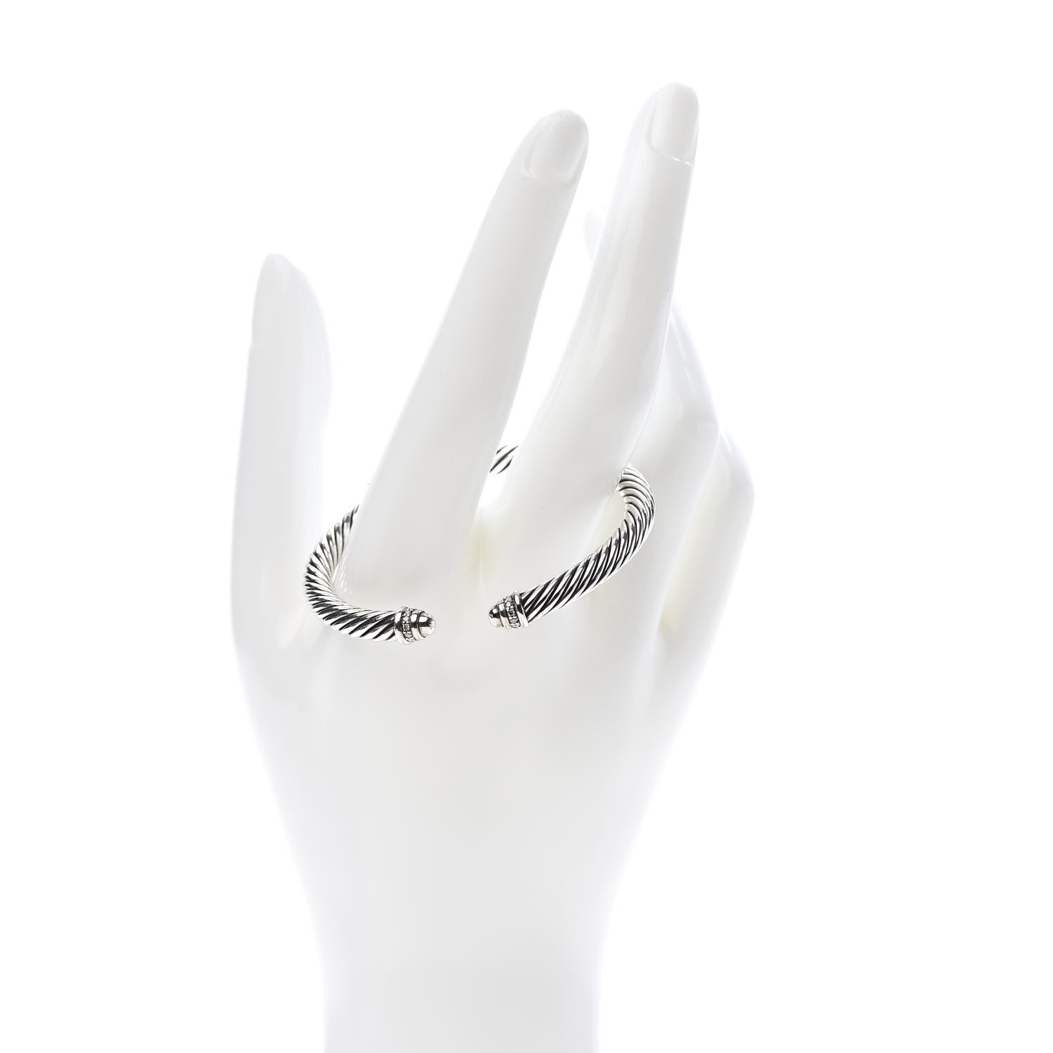 David Yurman Sterling Silver Diamond 5mm Cable Classics Dome Bracelet 2 of 5