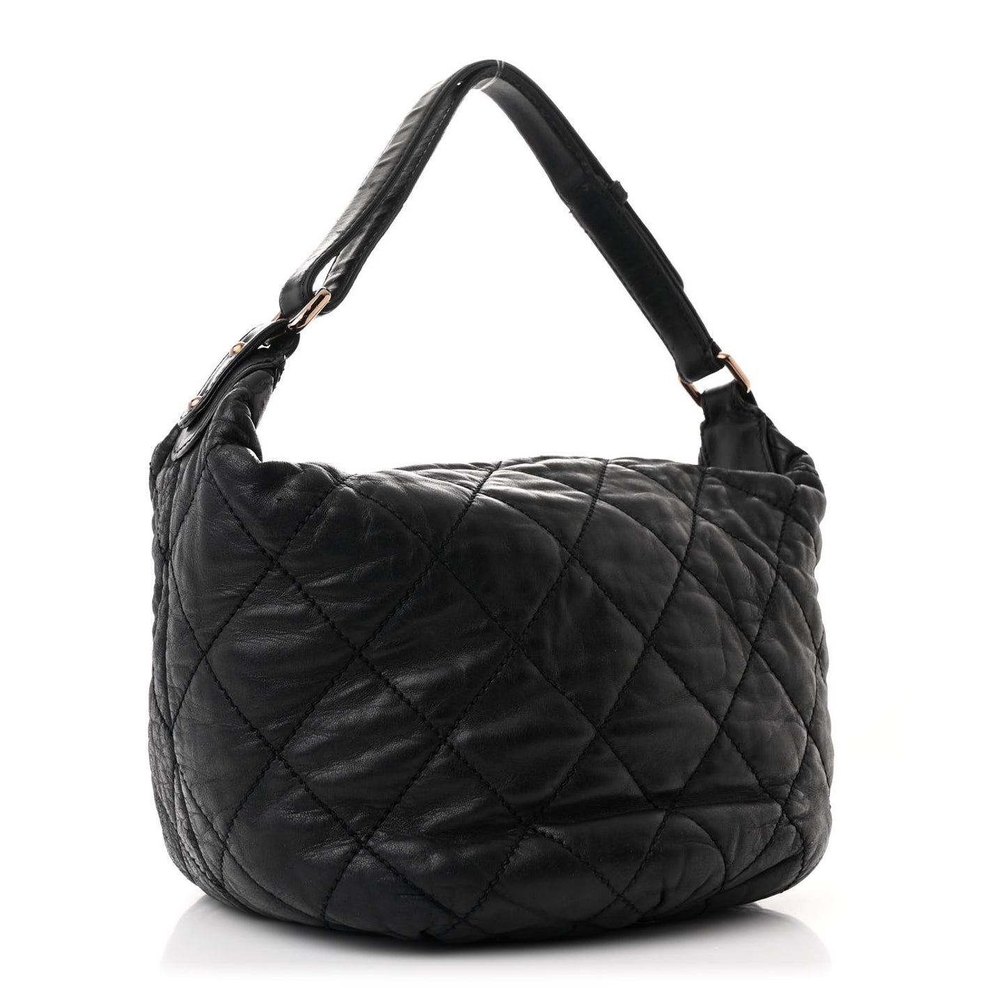 Lambskin Quilted Cloudy Bundle Hobo Black