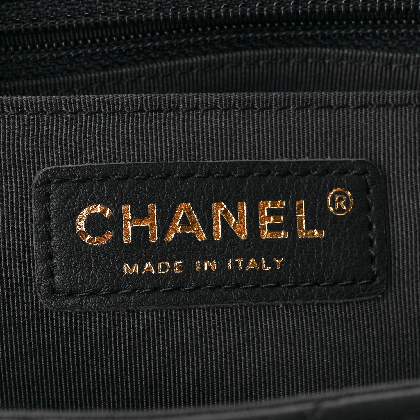 Calfskin Chevron Quilted Medium Statement Flap Black