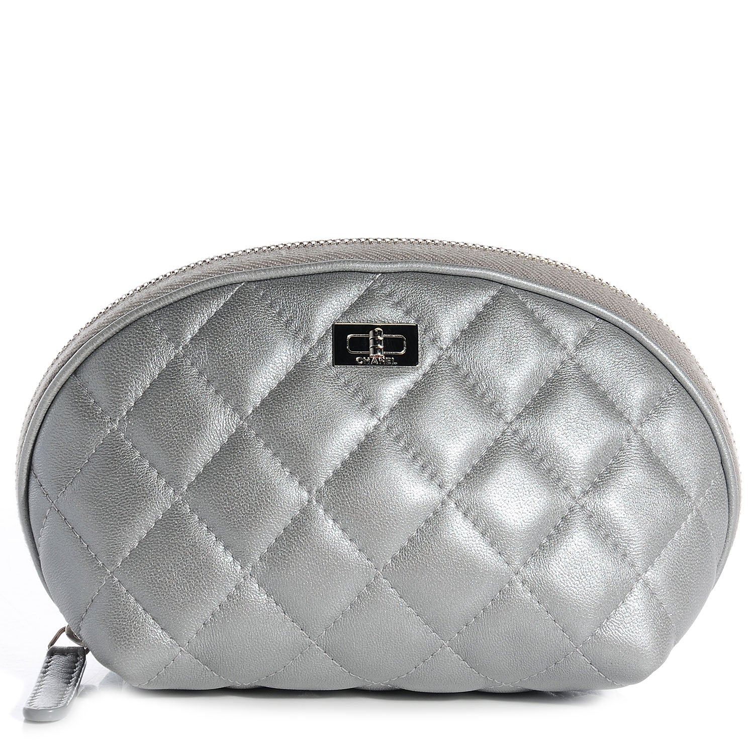 Chanel Lambskin Quilted Cosmetic Case Silver 1 of 7