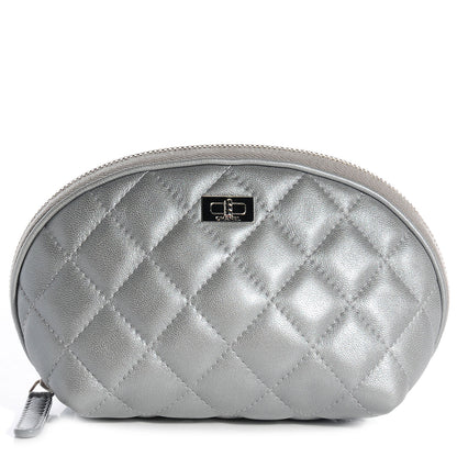 Chanel Lambskin Quilted Cosmetic Case Silver 1 of 7