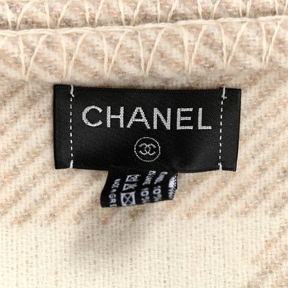 Chanel Wool Cashmere CC Throw Blanket Beige 4 of 4