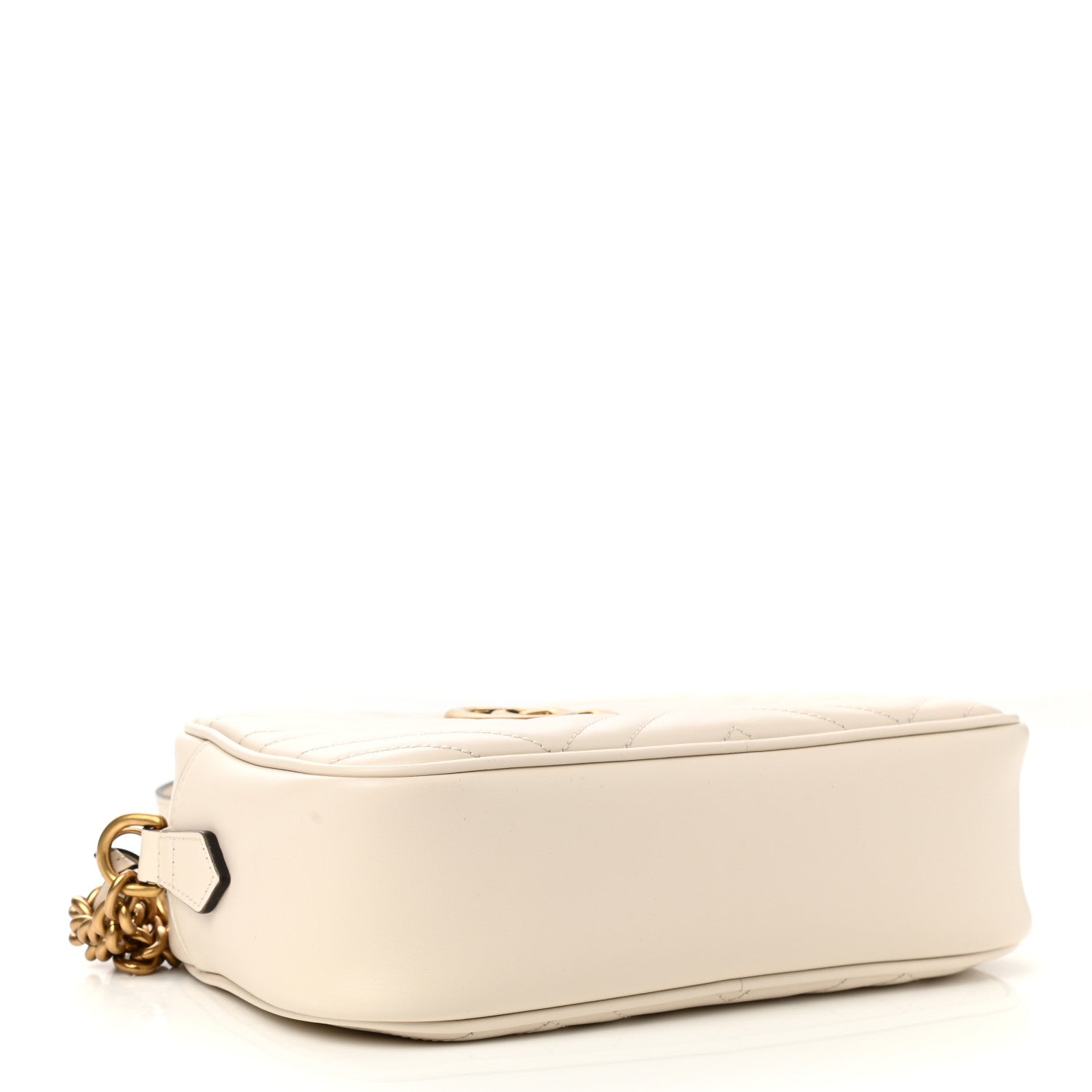 Gucci Calfskin Matelasse Small GG Marmont Chain Shoulder Bag White 4 of 10