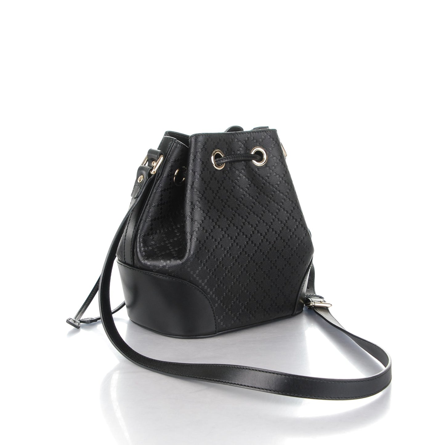 Bright Diamante Small Bucket Bag Black