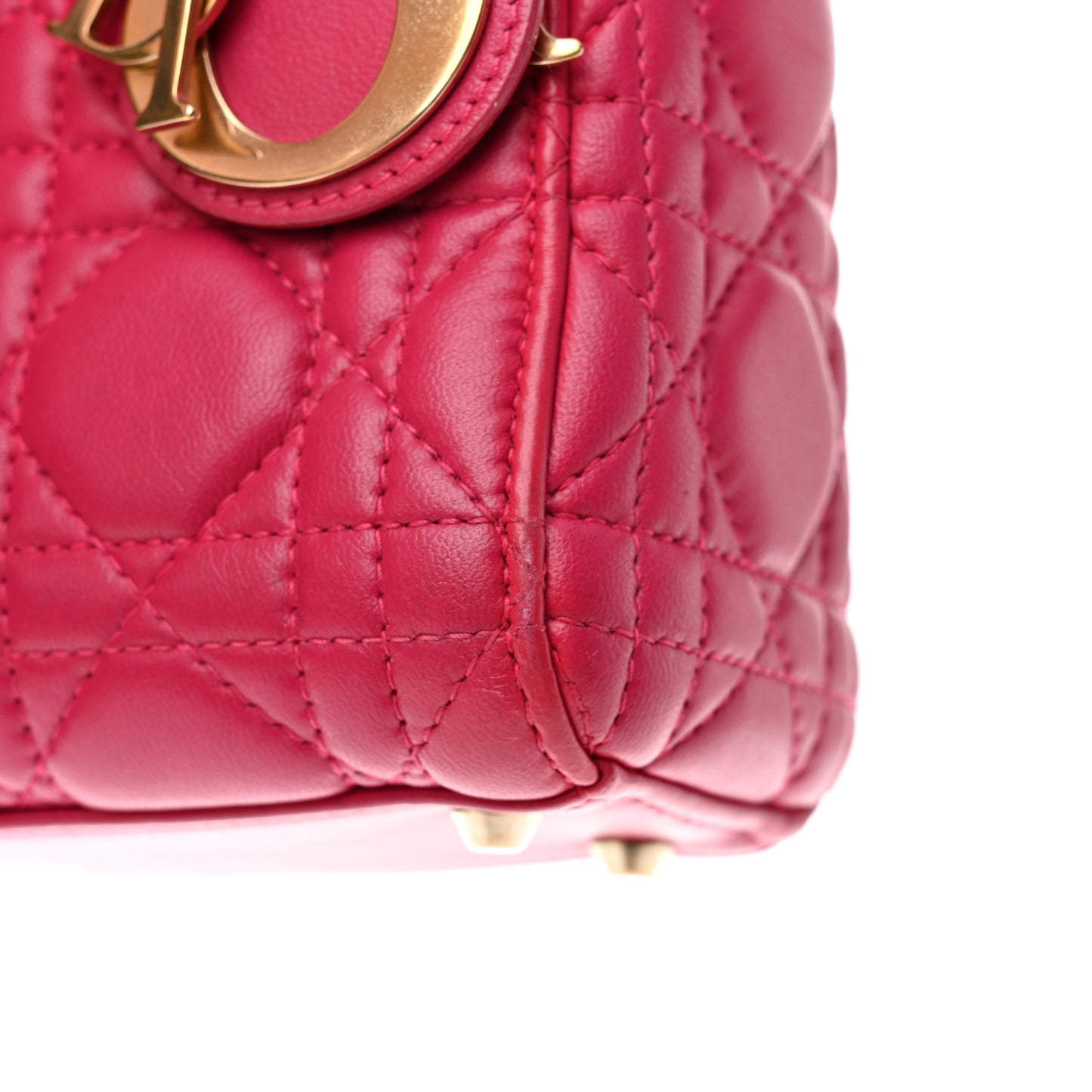 Lambskin Cannage Mini Lady Dior Fuchsia
