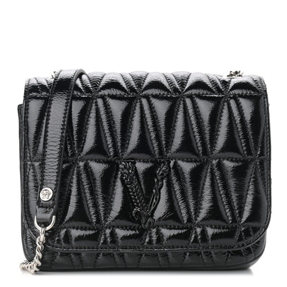 Versace Patent Nappa Quilted Virtus Shoulder Bag Black 1 of 10